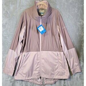 Columbia Wind Breaker Rain Jacket Womens XL Pink Isabella Lake Long Lined
